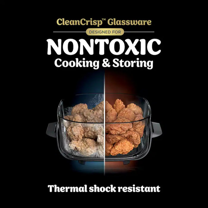 Ninja Crispi 5-in-1 Portable Glass Air Fryer, 4-QT, 2.5-QT & 6-Cup Glass Containers with Crisper Plates & Storage Lids, Microwave, Freezer & Dishwasher Safe, British Racing Green, FN103BF