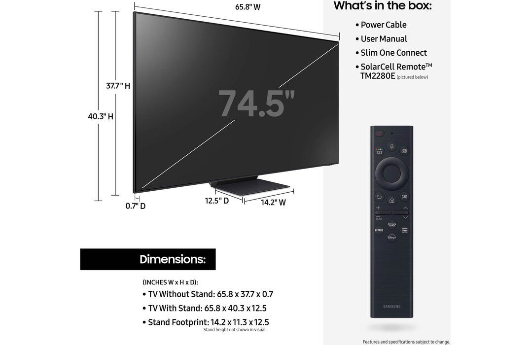 Samsung QN75QN95BAFXZA Neo QLED QN95B 75" 4K HDR Smart Mini-LED TV