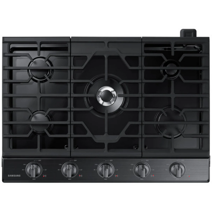 Samsung NA30N6555TG 30 Inch Gas Smart Cooktop with 5 Sealed Burners, Cast-Iron Grates, 19K Power Burner, LED Illuminated Backlit Knobs, Removable Griddle, Ready2Fit™ Guarantee, and ADA Compliant: Fingerprint Resistant Black Stainless Steel