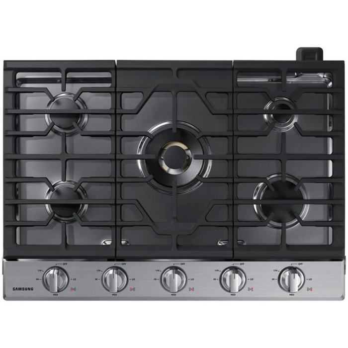 Samsung NA30N7755TS 30 Inch Smart Gas Cooktop with Wi-Fi and Bluetooth Connectivity, 22K BTU Dual-Power Burner, Blue LED Knobs, Griddle, Wok Grate, LP Conversion Kit and ADA Compliant: Stainless Steel
