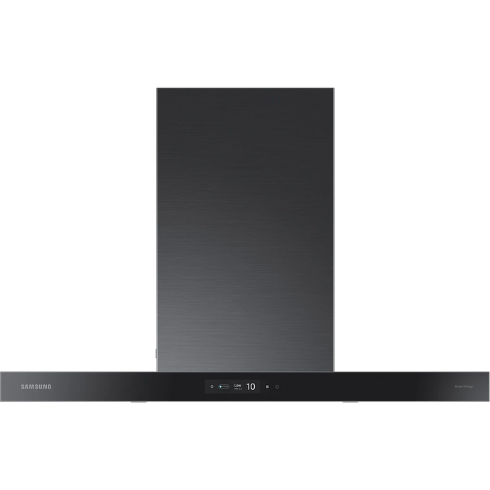 Samsung NK36CB700W33 36 Inch Smart Wall Mount Chimney Range Hood with 630 CFM Fan, 4 Speeds, 50 dBA, Wi-Fi Connectivity, Triple Air Sensor, LED Bar Lighting, Touch Controls, Dishwasher Safe Baffle Filters, and ADA Compliance: Clean Deep Charcoal Panel
