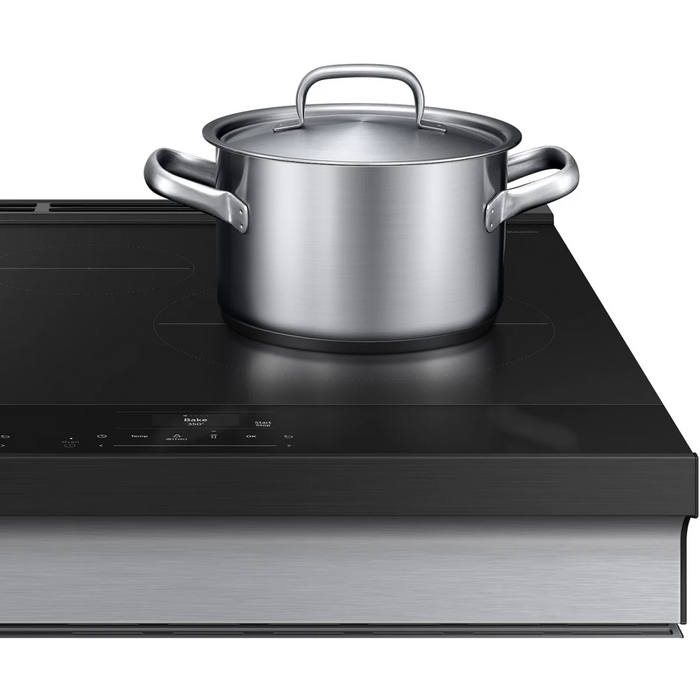 Samsung NSI6DG9500SR 30 Inch Smart Slide-In Induction Range with 4 Elements, 6.3 Cu. Ft. Oven Capacity, Oven Camera, Air Fry, Convection+, Ambient Edge Lighting™, Self & Steam Clean, Sabbath Mode, ADA Compliant and ENERGY STAR® Certified: Stainless Steel