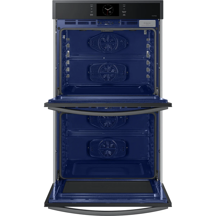 Samsung NV51CG600DMT 30 Inch Double Electric Smart Wall Oven with 10.2 cu. ft. Dual Convection Oven, Self+Steam Clean, Air Fry, Steam Cook, Air Sous Vide, Sabbath, and Gliding Rack: Matte Black Steel