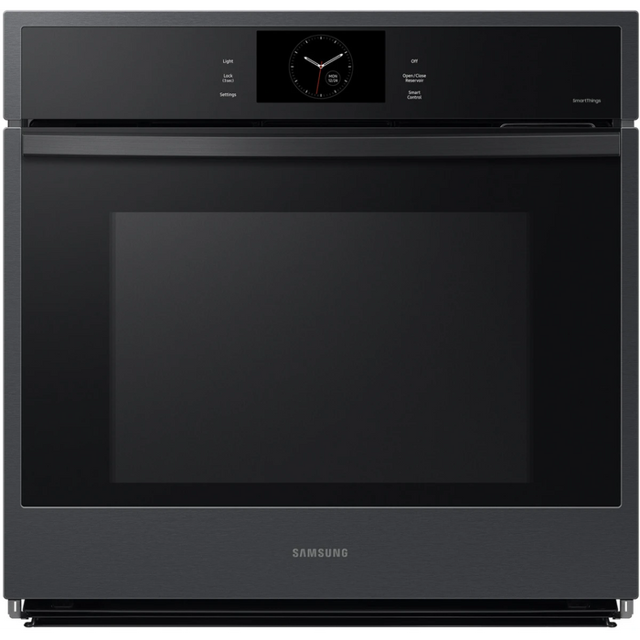 Samsung NV51CG600SMT 30 Inch Single Electric Smart Wall Oven with 5.1 cu. ft. Dual Convection Oven, Self + Steam Clean, Air Fry, Steam Cook, Air Sous Vide, Sabbath Mode, and Gliding Rack: Matte Black Steel