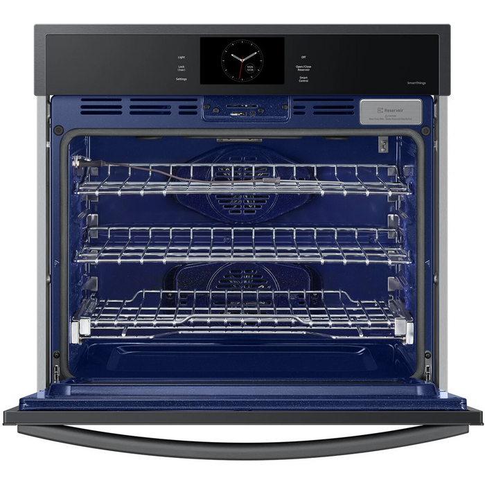 Samsung NV51CG600SMT 30 Inch Single Electric Smart Wall Oven with 5.1 cu. ft. Dual Convection Oven, Self + Steam Clean, Air Fry, Steam Cook, Air Sous Vide, Sabbath Mode, and Gliding Rack: Matte Black Steel