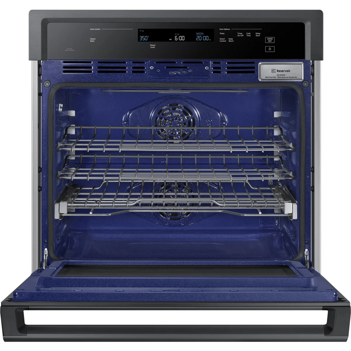 Samsung NV51K6650SG 30 Inch Wall Oven with 5.1 cu. ft. Capacity, Steam Cook, Convection, Rapid Preheat, Electronic Touch Display, Wi-Fi Enabled Temperature Probe and Sabbath Mode: Black Stainless Steel