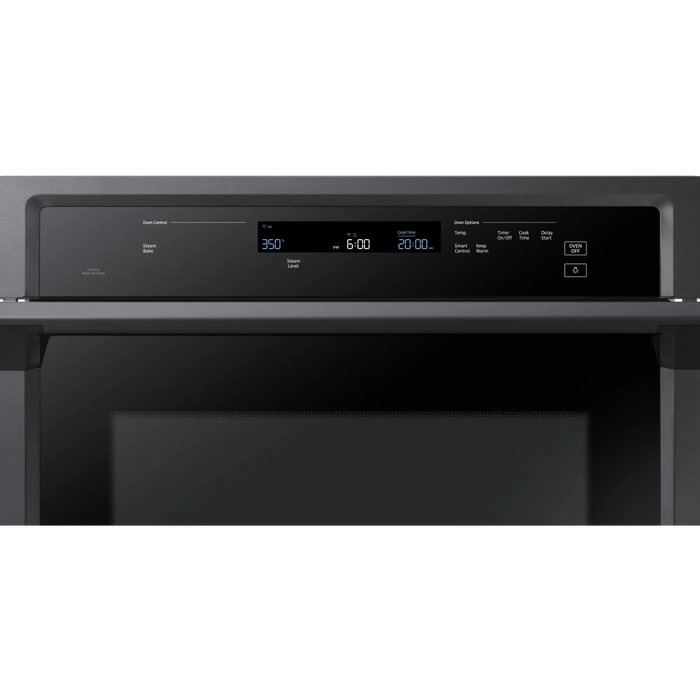 Samsung NV51K6650SG 30 Inch Wall Oven with 5.1 cu. ft. Capacity, Steam Cook, Convection, Rapid Preheat, Electronic Touch Display, Wi-Fi Enabled Temperature Probe and Sabbath Mode: Black Stainless Steel