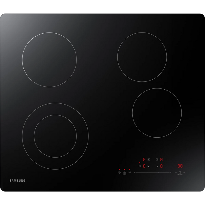 Samsung NZ24T4360RK 24 Inch Electric Cooktop with 4 Burner Elements, Smooth Glass Ceramic Surface, Digital Touch Controls, Hot Surface Indicator, Kitchen Timer, Easy-to-Clean Surface, and Child Safety Lock: Stainless Steel Trim