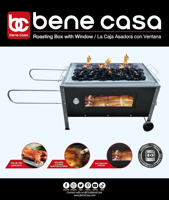 Bene Casa Black Caja Asadora Roasting Box with Window, 100lb BC-77185