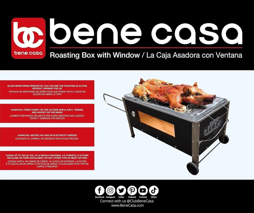 Bene Casa Black Caja Asadora Roasting Box with Window, 100lb BC-77185