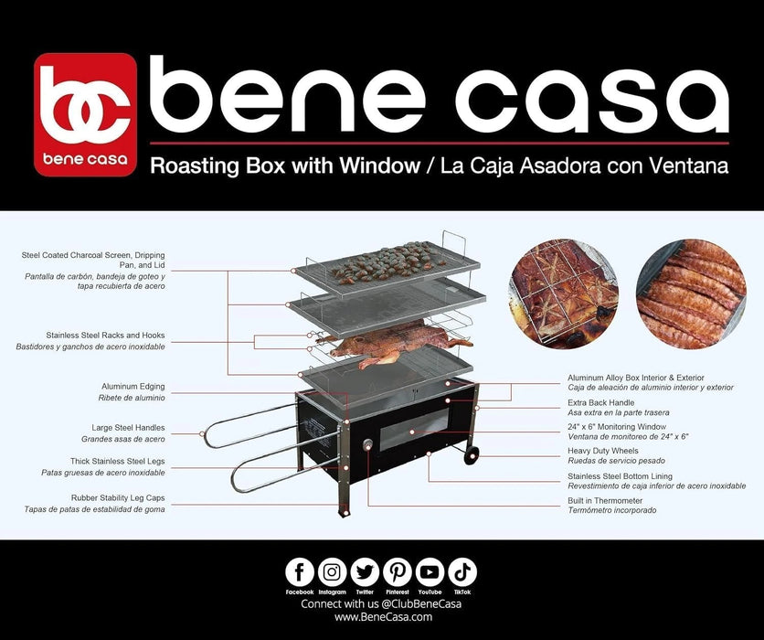 Bene Casa Black Caja Asadora Roasting Box with Window, 100lb BC-77185