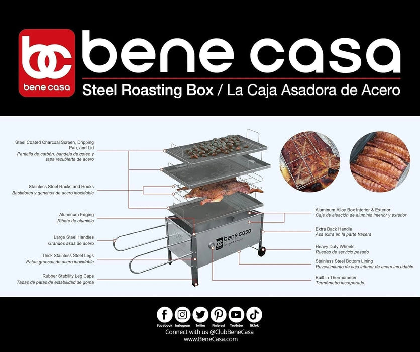 Bene Casa Black Caja Asadora Roasting Box with Window, 100lb (Steel) BC-77186