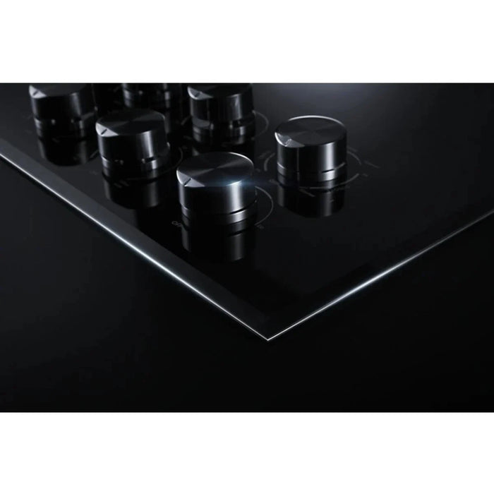 JennAir Black Floating Glass Series JED3430GB 30 Inch Electric Cooktop with 4 Element Burners, Ceramic Glass Surface, Dual-Choice™ Element, JX3™ Downdraft Ventilation System, DuraFinish® Glass Protection, Die-Cast Metal Knobs