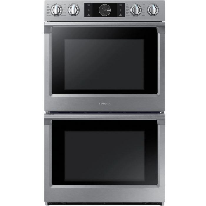 Samsung NV51K7770DS 30 Inch Electric Double Wall Oven with 10.2 cu. ft. Capacity, Steam Cook, Flex Duo with Smart Divider for 3 Separate Temperature Zones, Dual Convection, Rapid Preheat, Wi-Fi, Probe and Soft Close Door: Stainless Steel