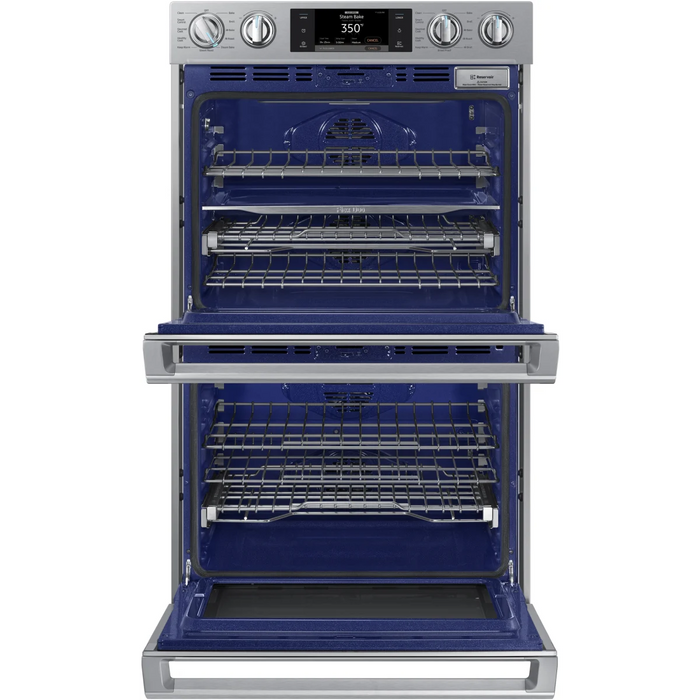 Samsung NV51K7770DS 30 Inch Electric Double Wall Oven with 10.2 cu. ft. Capacity, Steam Cook, Flex Duo with Smart Divider for 3 Separate Temperature Zones, Dual Convection, Rapid Preheat, Wi-Fi, Probe and Soft Close Door: Stainless Steel