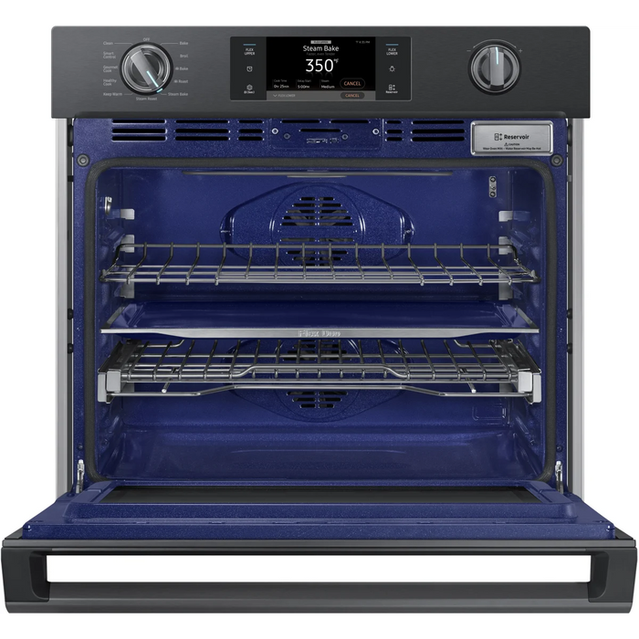 Samsung NV51K7770SG 30 Inch Wall Oven with 5.1 cu. ft. Capacity, Steam Cook, Flex Duo with Smart Divider for 2 Separate Temperature Zones, Convection, Rapid Preheat, Combination Digital/Analog Controls, Wi-Fi, Probe and Sabbath Mode: Black Stainless Steel