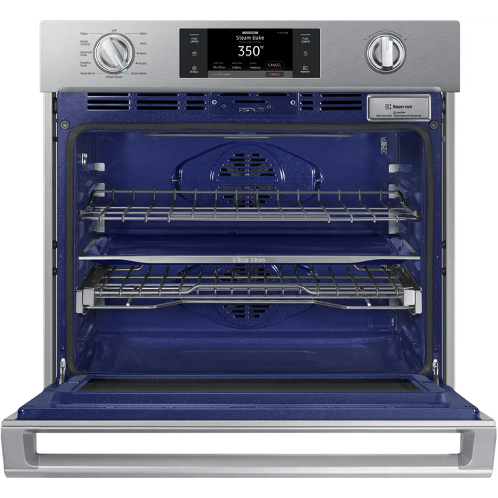 Samsung NV51K7770SS 30 Inch Wall Oven with 5.1 cu. ft. Capacity, Steam Cook, Flex Duo with Smart Divider for 2 Separate Temperature Zones, Convection, Rapid Preheat, Combination Digital/Analog Controls, Wi-Fi, Probe and Sabbath Mode: Stainless Steel