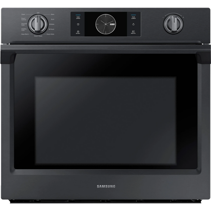 Samsung NV51K7770SG 30 Inch Wall Oven with 5.1 cu. ft. Capacity, Steam Cook, Flex Duo with Smart Divider for 2 Separate Temperature Zones, Convection, Rapid Preheat, Combination Digital/Analog Controls, Wi-Fi, Probe and Sabbath Mode: Black Stainless Steel