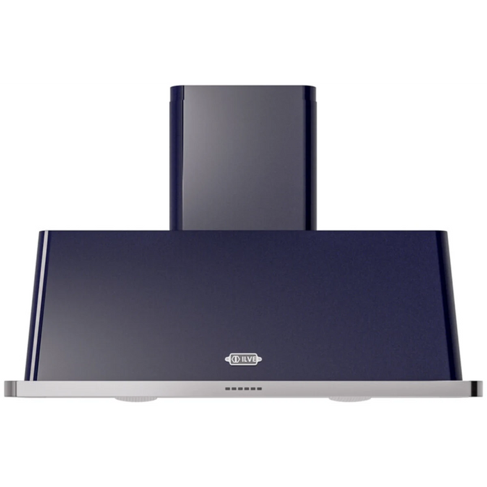 Ilve Majestic Collection UAM120MB 48 Inch Wall Mount Range Hood with 4-Speed/600 CFM Blower, Push Button Control, Halogen Lighting and Dishwasher-Safe Mesh Filter: Midnight Blue