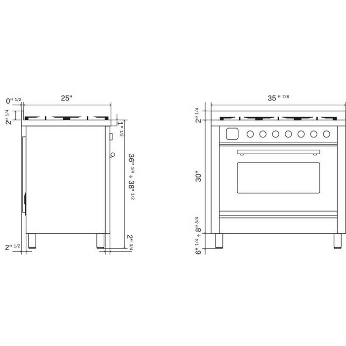 Ilve Nostalgie II Collection UP36FNMPMGB 36 Inch Freestanding Dual Fuel Range with 6 Sealed Burners, 3.5 cu. ft. Oven Capacity, Storage Drawer, Quick Start, Soft Closing Door and Griddle: Matte Graphite, Burnished Trim