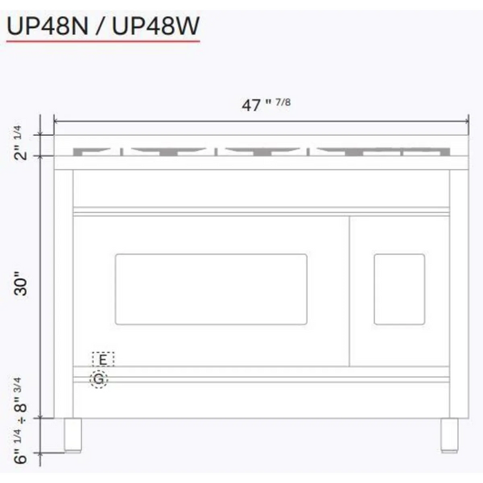Ilve Nostalgie II Collection UP48FNMPSSC 48 Inch Freestanding Dual Fuel Range with 8 Sealed Burners, 5.02 cu. ft. Total Capacity, Storage Drawer, and Griddle: Stainless Steel, Chrome Trim
