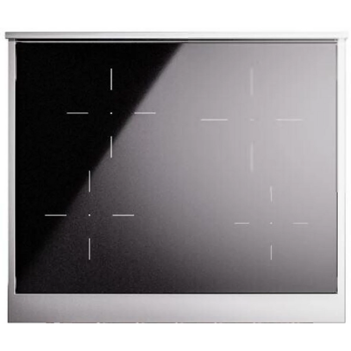 Ilve Nostalgie II Collection UPI304NMPWHG 30 Inch Freestanding Induction Range with 4 Elements, 4 Cu. Ft. Oven Capacity, Convection, Residual Heat Indicator, Booster Function, Storage Drawer, Fast Pre-Heat Mode, Defrost Function, White with Brass Trim