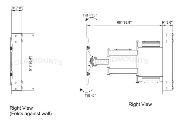 Flush In wall (.9"-26.8" extension) Articulating 42" to 80" - TheAvDudes.com