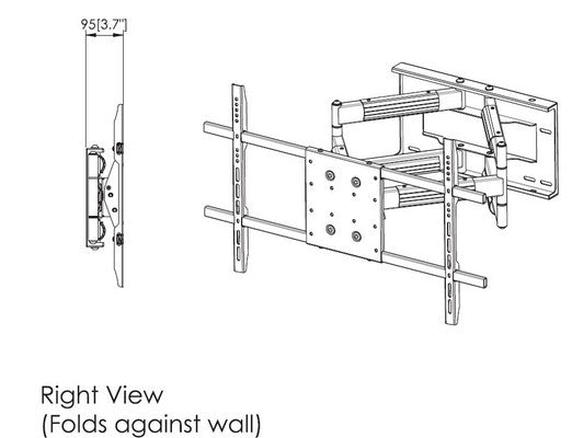 36" extension Articulating Wall Mount to 75", Vesa 800x400 - TheAvDudes.com